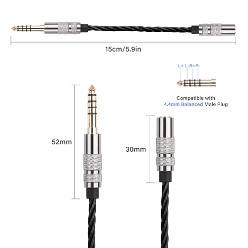 Cable adaptador audio 4.4mm macho a 3.5mm hembra 15 cm miniatura 7