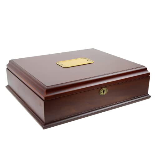 Decorebay Antico Wooden Lockable Memory and Treasure Box for Keepsakes, Photos, Letters, Jewelry and More