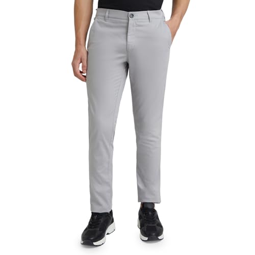 Image of Colorplus Men's Cotton Blend Solid Piece Dyed Pattern Contemporary Fit Flat Front Casual Trouser