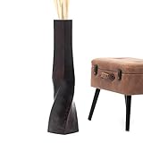 Leewadee Große Bodenvase für Dekozweige hohe Standvase Design Holzvase, Holz, 70 cm, Brown