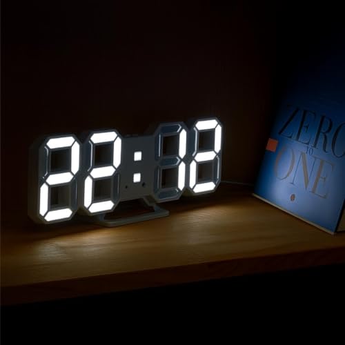 Image of 3D LED Digital Alarm Clock, White, Pack of 1