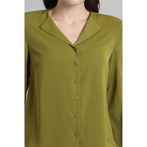 Image of Van Heusen Women Polyester Regular Fit Solid Full Sleeve Casual Shirt