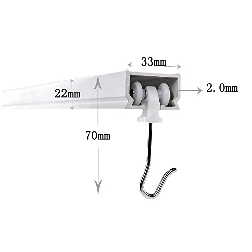 BIGalleons Ceiling Curtain Track, Room Divider Ceiling Track 6ft × 1pcs, Aluminum Heavy Duty Ceiling Track System with Hooks and Accessories for Living Room/Bed Room/Shower - Thumbnail 2