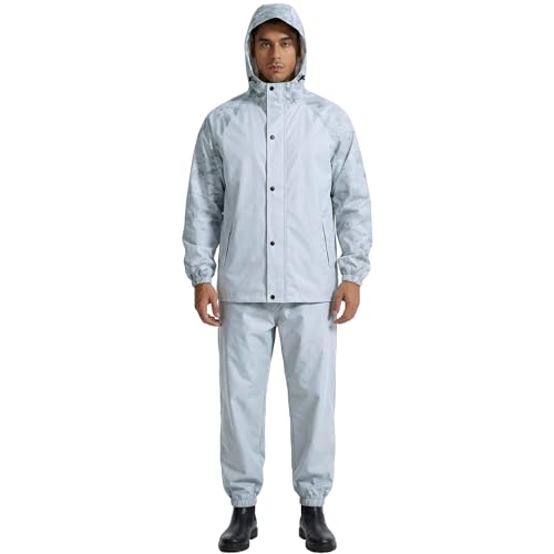 Image of LOOGU Men's Rain Suit - Rain Gear for Men Waterproof, Lightweight Rain Coat, Breathable Mens Rain Jackets Hood and Pants