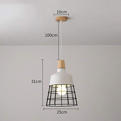 Lustre en métal et bois noir mat réglable E27 pour bar moderne