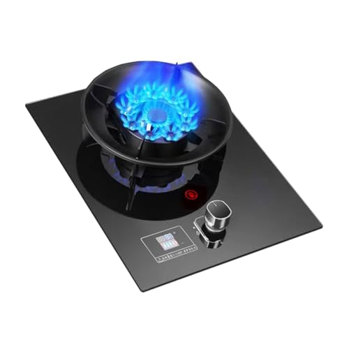 ガスストーブ、5.2KW 9キャビティ高火力タイマー、ガス/LPガス変換ストーブ、強化ガラス鋳鉄ポットラック、フレームアウト保護とタイマー付き、家庭用キッチン用(NG)