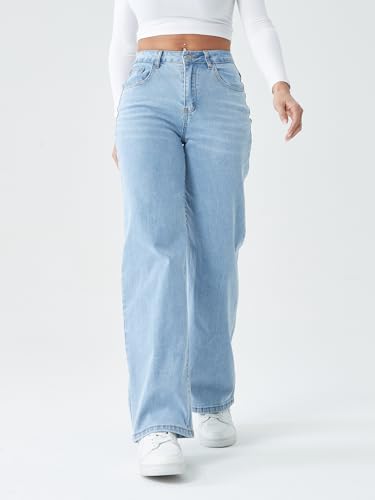 Straight Leg Jeans for Women,High Waisted Wide Leg Loose Stretchy Boyfriend Denim Pants Baggy Jeans for Women (US, Alpha, X-Small, Regular, Regular, Lightblue)4