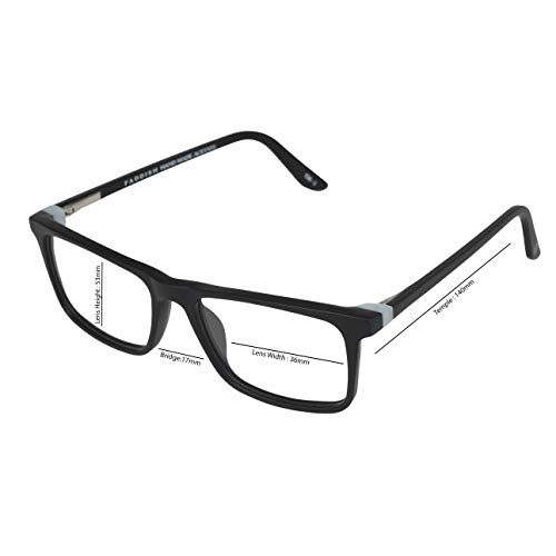 Image of Faddish Unisex Rectangular Computer Glasses with Blue Block, Anti Glare & UV Protection (BASICS CM1 BBL2|Blue Block|UV400|Matte Black) (Premium Acetate)
