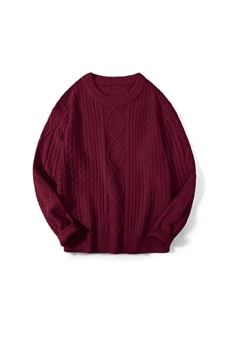 Image of Zeagoo Cable Knit Sweater Women Crewneck Long Sleeve Sweater 2024 Fall Chunky Vintage Pullover Tops