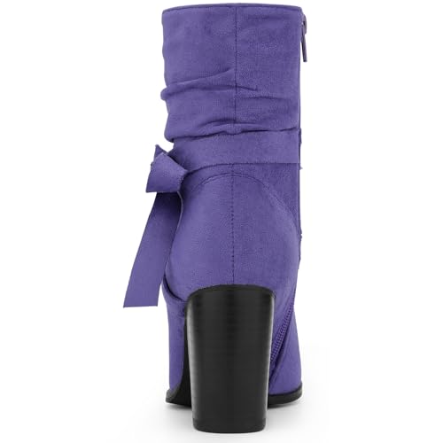 Allegra K Women's Slouch Chunky Heel Ankle Boots4