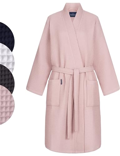 Morgenstern Bademantel Damen Leicht Baumwolle Waffel Pique Größe L Rosa