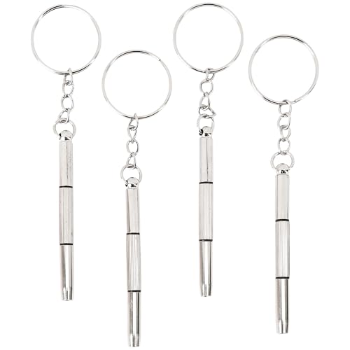 4pcs Mini Precision Eye Glasses Screwdriver Kit – 3 in 1 Eyeglass Sunglass Tightener Tool Set with Keychain for Eyeglasses, Glass Frame, Watch, Watches, Spectacle Repair, Toy, Watchmaker Screw Driver