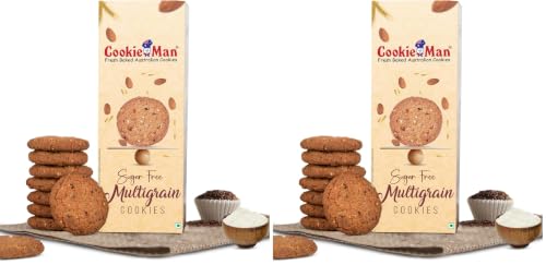 Image of CookieMan Sugar Free Atta Multigrain Protein Cookies - 150g | Perfect Healthy Protein Snack | Multigrain Atta Biscuit Pack | Protein Biscuits for All Ages (Pack of 2)