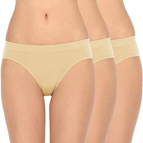 Azertex Les ESSENTIELLES Culotte Femme sans Coutures - Slip Microfibre Stretch Ultra Doux et Confortable - Lot de 3 Culottes Microfibre - Coloris Chair Cover