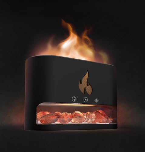Image of BOHOFAM Plastic Humidifier for Home, Flame Diffuser Atmosphere Light Humidifier Portable Noiseless Aroma Aromatherapy Machine, Auto Shut-Off, Essential Oil Diffuser for Large Room (Flame-Black)