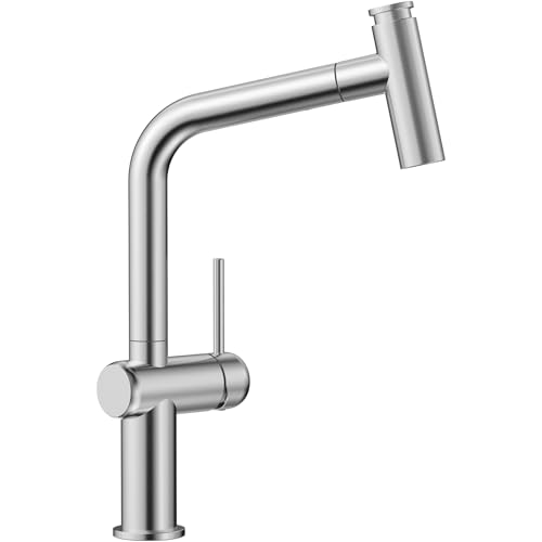 CECIPA Robinet de Cuisine, Mitigeur Cuisine Acier Inoxydable Avec Douchette Deux Types de Jet D'Eau Mitigeur Haute Pression Pivotant à 360° Brossé