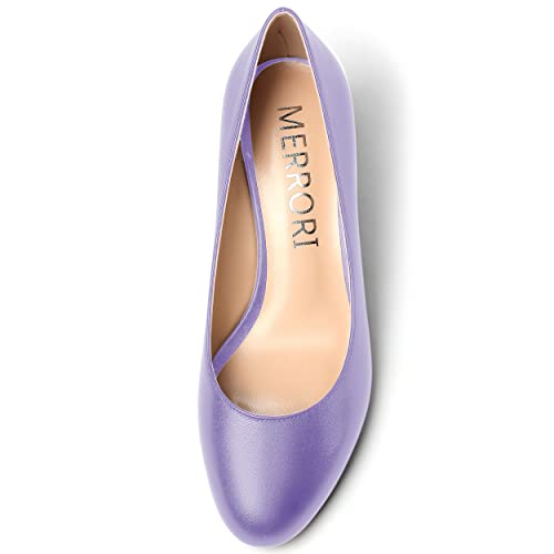 MERRORI Women's Pumps Wedge Pumps Low Heel Round Toe Slip On Matte Womens Shoes 2 Inch3