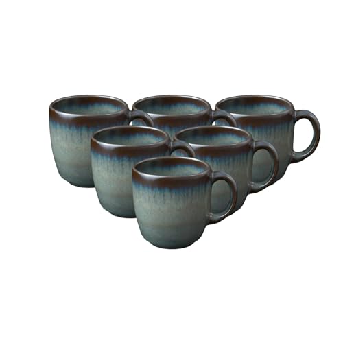 Villeroy & Boch like. by Lave Gris Kaffeetassen 6er Set, 190 ml, Kaffeeobertasse mit einzigartiger Glasur, Skandinavisches Design, Steingut, Grau