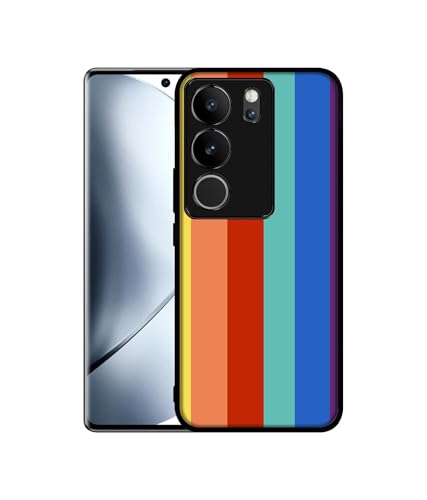 Image of Rainbow Colors Design Premium 2D Printed Metal Back Case Cover for Vivo V29 5G / V29 Pro 5G, Multicolour