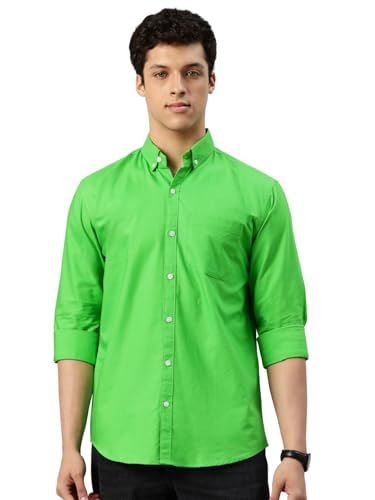 Image of Majestic Man Men's Solid Pure Cotton Casual Shirt - Slim Fit | Full Sleeves | Soft & Breathable Fabric