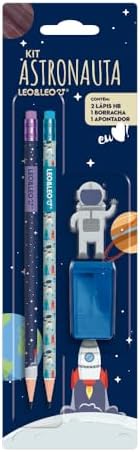 Lapis Grafite C/Borracha 2Un + Apontador Astronauta 72170 Leo E Leo Blister