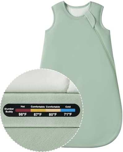 Slumber Buddy Bamboo Baby Sleep Sack 6-12 Months, 70% Rayon 30% Cotton 1.0 TOG Wearable Blanket, Warm Sleeping Bag Sleepers with Zipper 6-9 Month