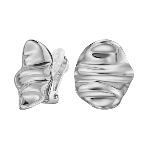 Boucles d'oreilles à clip Traveller femme plaqué platine 20 x 16 mm vagues
