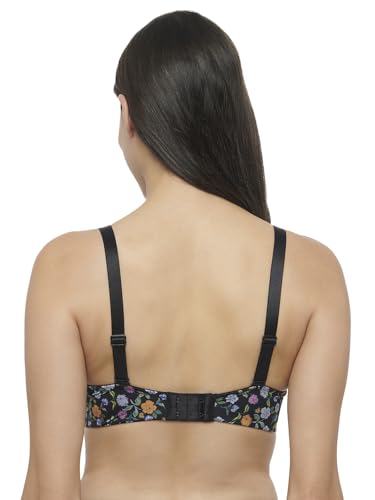 Image of Triumph Midnight Garden Bra for Women Padded Non Wired Seamless Bra Floral Printed T-Shirt Bra Wireless Full Coverage Lingerie Detachable Silky Straps with Elegant Lace Trim Pack of 1