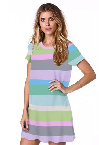 Image of Alaster Women's Casual Summer T Shirt Dress Loose Short Sleeve Tunic Dress with Pocket for Women