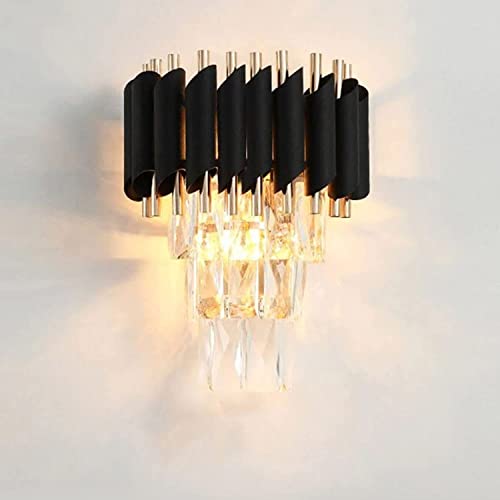 Image of Black Modern, Fancy Crystal 3 Layer Three Color Led Wall Lamp, Wall Lights for Living Room Bedroom Etc Home Decoration. (Pack of 1)