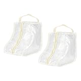uxcell 2Pack Boot Storage Bag Portable, PVC Shoe Storage Bag with Zipper Clear Boots Cover Protector Bag for Short Boots and Short Boots Storage Travel and Daily Use, Beige Tall