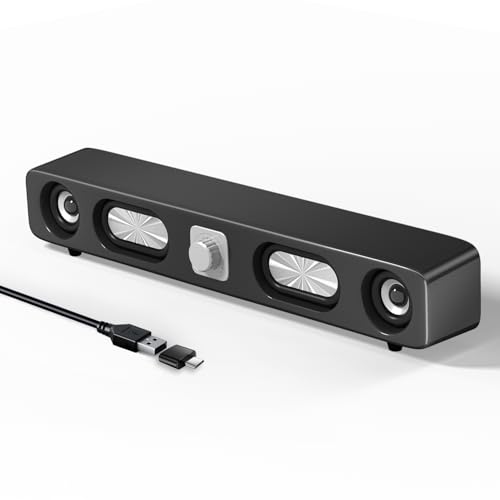 Computer Speakers, HiFi Sound Quality Computer Sound Bar,Wired USB-Powered Sound-bar with 6W Stereo Sound for Desktop, Laptops, PCs, Phones, Tablets, Xbox, Gaming Speakers(Black)