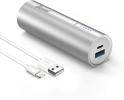 BONAI Powerbank 5800mAh Cargador Móvil Portátil Batería Externa con Cable Lightning para iPhone 11,11Pro,XR,XS,X,SE,8,8Plus,7,7Plus,6,6Plus,6s,5,5s,5c,iPad y Muchos Teléfonos-Argento