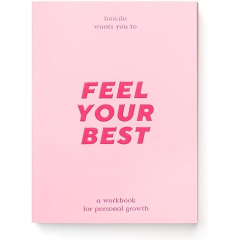 Ban.do Wellness Workbook, Guided Journal with Over 280 Pages, Mindfulness Journal Includes Sections on Goals/Exploration/Action/Relaxation and Daily Check-ins, Feel Your Best (Pink) Cover