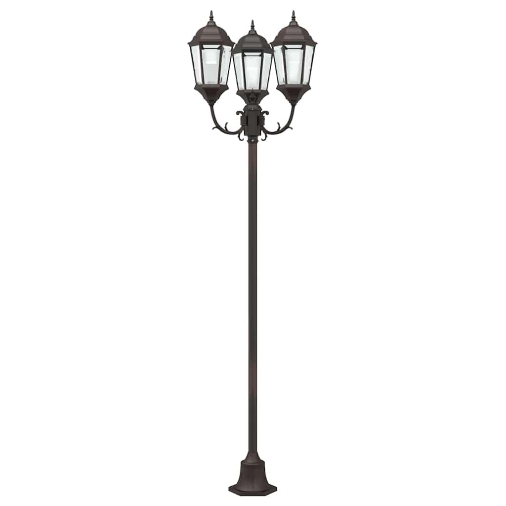Vintage Gartenlicht aus Aluminium und Glas für Außenbereich, 57 x 49 x 241 cm, robuste Wegeleuchte mit smarter Beleuchtung für Wege und Einfahrten, wetterfestes Design