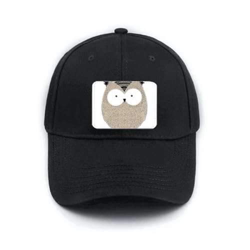 Casquette de baseball owl style chubby noire coton ajustable visière courbe pour adulte