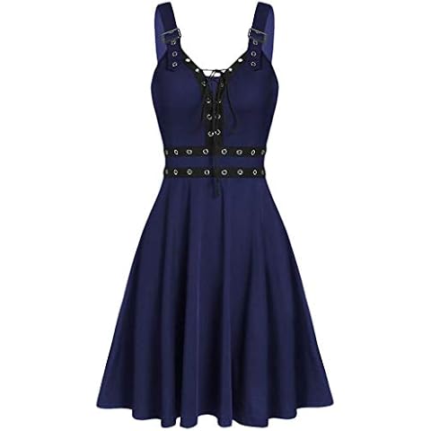 Saum Ärmelloses Camisole Minikleid Gothic Punk Trägerkleid Elastizität Partykleid Schönes Abendkleid Damen Plus Size Tunikakleid Cool Solid Bandage Unregelmäßiger Sommerkleid Cover
