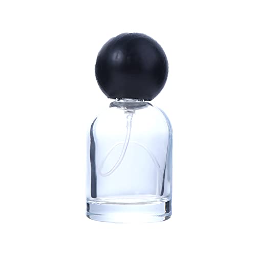 Botella de perfume con tapa de madera, atomizador de perfume portátil de vidrio de viaje de 30 ml, botella de perfume recargable vintage (02)