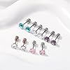 5 Pair Titanium Earrings for Women Men, Hypoallergenic Surgical Steel Screw Back Flat Back Rainbow 5A Cubic Zirconia Stud Sleeper Earrings #3