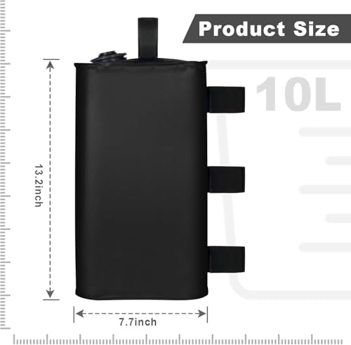 Mrsenloi Canopy Water Weights Bag Set of 4,88 LBS Gazebos Tent Water Weights Set, 4 Leg Weights for Gazebo, Pop-Up Canopy, Canopies, Tent (Black 10L)