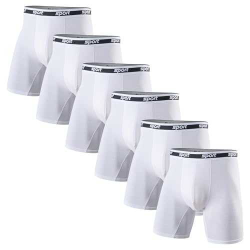 Mens Big and Tall Boxer Briefs 6-Pack, Moisture Wicking & Breathable Support Underwear with Elasticity, M-4XL