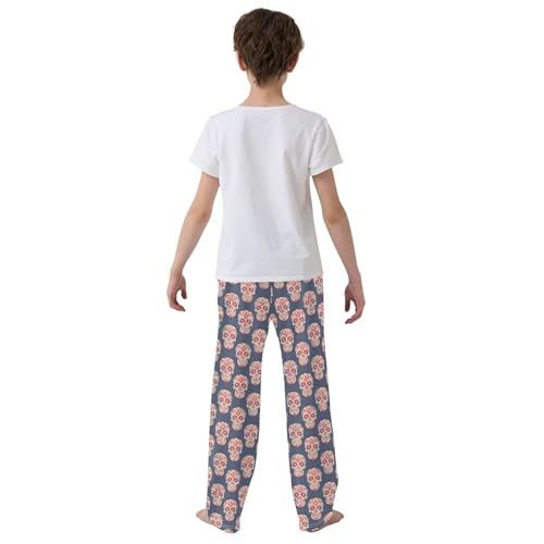 Skull Long Pajama Pants Elastic Waist PJ Bottoms with Pockets S A1133344
