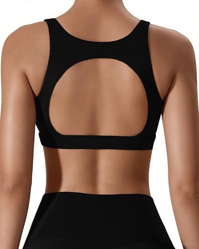 XUNYU Sports Bras for Women Padded Open Back Workout Tank Tops Built in Bra Push Up High Support Crop Yoga Athletic Top