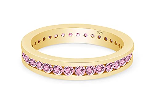 AFFY Round Shape Simulated CZ Full Eternity Band Ring in 14K Yellow Gold Over Sterling Silver3