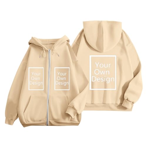 Image of Custom Jackets Design Your Own Full Zipper Hooded Sweatshirt Custom Sweatshirt T Shirts Add Your Own Text or Picture