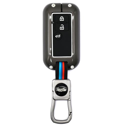 Image of KMH Metal Car Key Cover Compatible with Maruti Suzuki Swift, Swift Dzire, Baleno, Ertiga Smart Keycover with Keychain 3 Buttons Smart Key Shell Case Holder Protector, Pack of 1