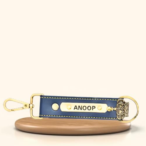Image of Personalized Leather Keychain with Hook, Customised Leather Keychain for Men & Women | Added with Name & Charm