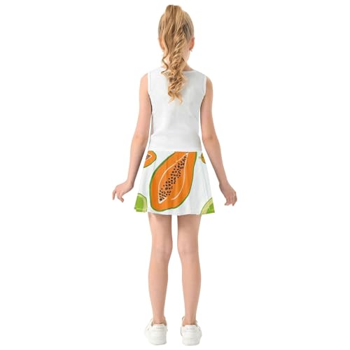 Athletic Shorts for Girls Skorts Orange Green Papaya White Skirts with Shorts Outfit Pleated 3t4