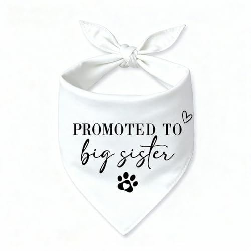 Promoted to Big Sister Dog Bandana Baby Announcement Dogs Bandanas White Pregnancy Announcement Big Brother Bandana for Dog Pet Scarf Accessories for Pet Dog Lovers Gifts