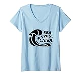 Photo Gallery donna ci vediamo più tardi surfboard surfing surfer wave surfers maglietta con collo a v Photo Gallery donna ci vediamo più tardi surfboard surfing surfer wave surfers maglietta con collo a v